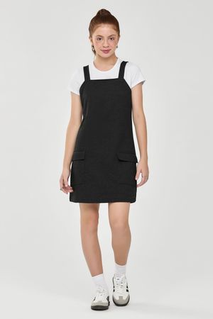 Vestido Curto Juvenil Menina Bolsos Beats Preto