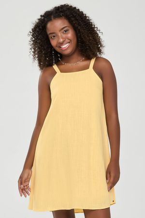 Vestido Juvenil Menina Alças Reguláveis Beats Amarelo