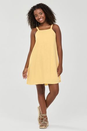 Vestido Juvenil Menina Alças Reguláveis Beats Amarelo