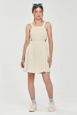 Vestido Juvenil Menina Malha Linho Beats Bege