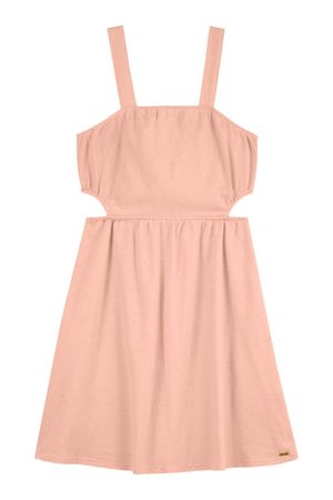 Vestido Juvenil Menina Malha Linho Beats Rosa