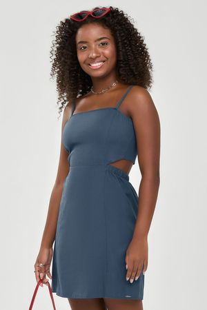 Vestido Curto Juvenil Menina Cut Out Beats Azul