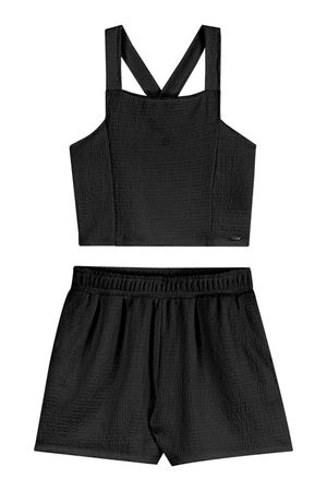 Conjunto Juvenil Menina Texturizado Beats Preto