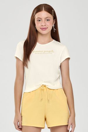 Conjunto Canelado Juvenil Menina Nó Frontal Beats Bege