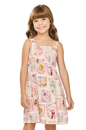 Vestido Infantil Menina Stamp Elian Bege