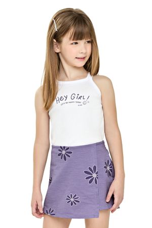 Conjunto Infantil Menina Flor Flamê Elian Branco
