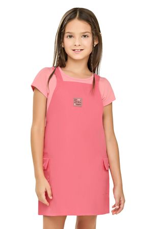 Conjunto Infantil Menina Com Sobreposição Elian Rosa