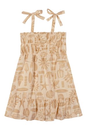 Vestido Infantil Menina Alças Com Laços Elian Bege