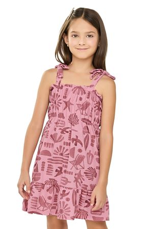 Vestido Infantil Menina Alças Com Laços Elian Rosa