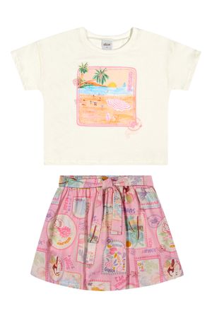 Conjunto Infantil Menina Brilho Stamp Elian Bege