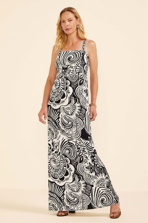 Vestido Longo Feminino Alças Ajustáveis Marialícia Bege