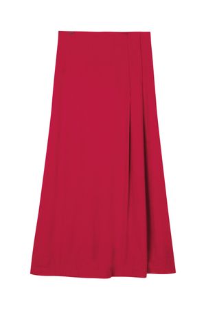 Saia Feminina Midi Com Pregas Marialícia Vermelho