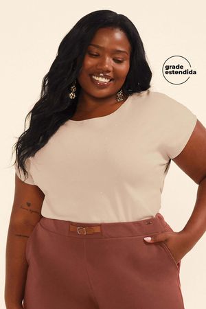 Blusa Feminina Suedine Strass Marialícia Bege