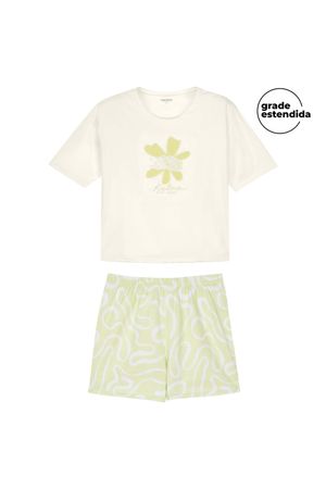Pijama Feminino Estampado Relax Marialícia Bege
