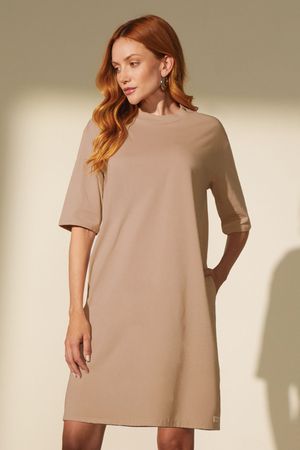 Vestido T-Shirt Feminino Comfy Marialícia Marrom
