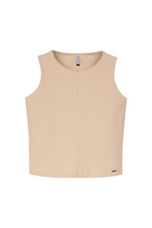 Regata Feminina Texturizada Com Recorte Marialícia Bege