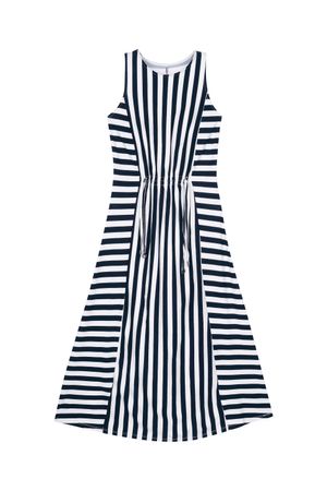 Vestido Feminino Listrado Midi Marialícia Azul