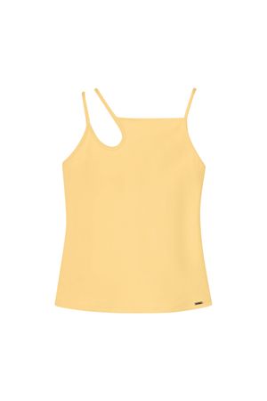 Regata Feminina Decote Assimétrico Marialícia Amarelo