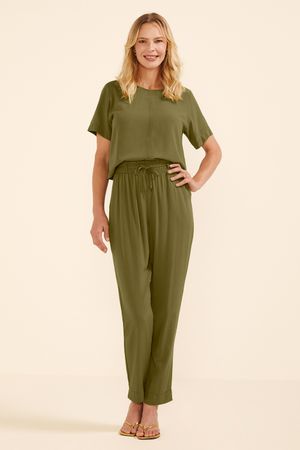 Conjunto Feminino Monocromático Viscose Marialícia Verde