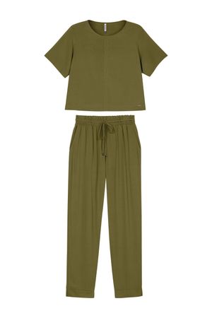 Conjunto Feminino Monocromático Viscose Marialícia Verde