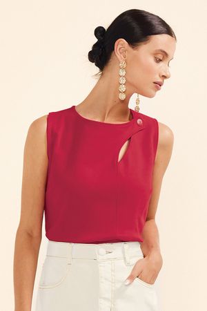 Regata Feminina Detalhe Decote Marialícia Vermelho