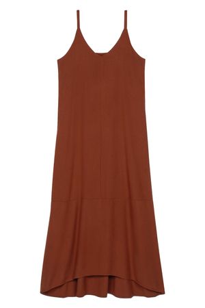 Vestido Feminino Longo Com Bolsos Marialícia Marrom
