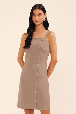 Vestido Curto Feminino Alfaiataria Marialícia Marrom