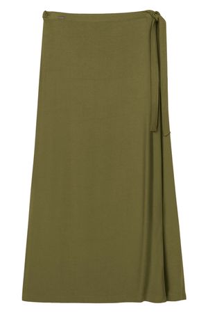 Saia Midi Feminina Viscose Transpassada Marialícia Verde