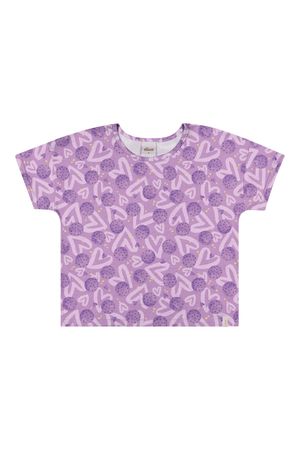 Blusa Infantil Menina Com Estampa Elian Lilás