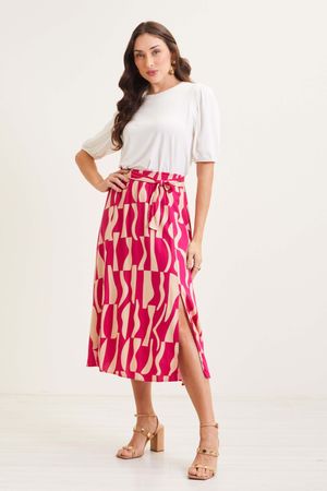 Saia Feminina com Fenda Lateral Marialícia Rosa