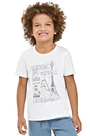 Camiseta Infantil Menino Estampa Relevo Elian Branco