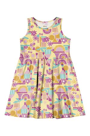 Vestido Curto Infantil Menina Estampado Elian Amarelo