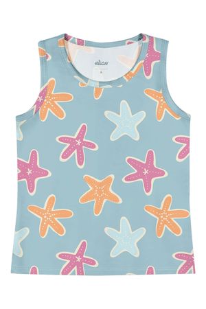 Regata Infantil Menina Cotton Estampada Elian Azul