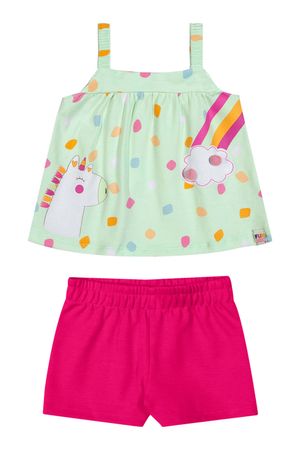 Conjunto Bebê Menina Com Pompom Elian Verde