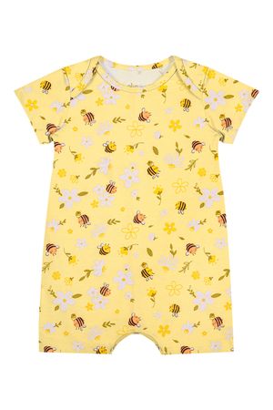 Macaquinho Bebê Menina Cotton Estampado Elian Amarelo