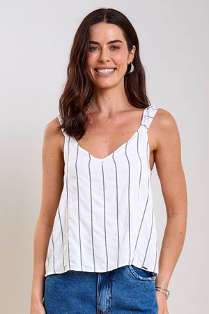 Regata Feminina Com Decote Marialícia Branco