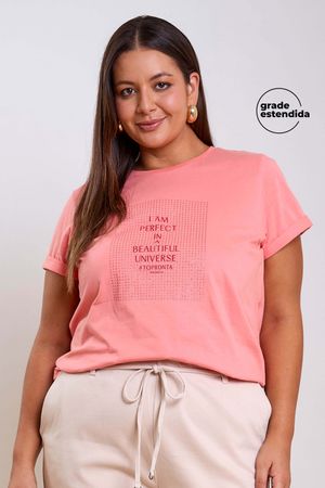 T-Shirt Feminina Glitter Marialícia Laranja