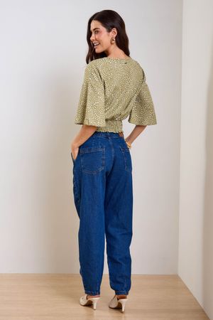 Blusa Feminina Manga Curta Flare Marialícia Verde