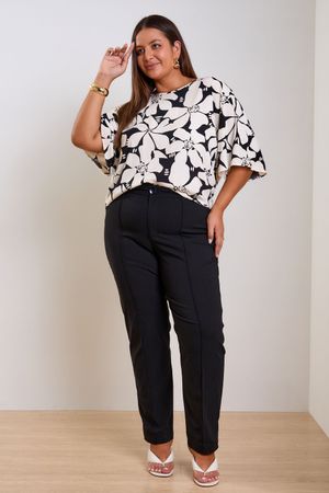 Calça Feminina Nervuras Marialícia Preto