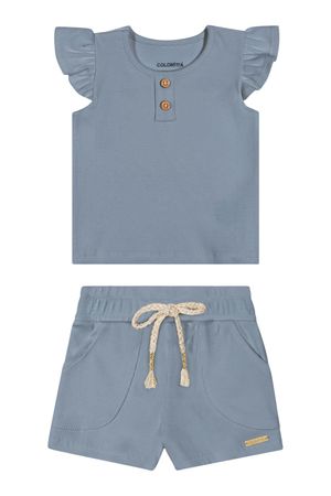 Conjunto Bebê Menina Ribana Com Babados Colorittá Azul