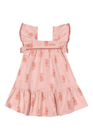 Vestido Bebê Menina Cavalo-Marinho Colorittá Rosa