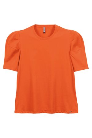 Blusa Feminina Mangas com Prega Marialícia Laranja