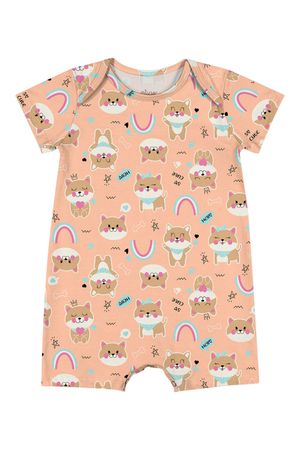 Macacão Bebê Unissex Estampado Elian Laranja