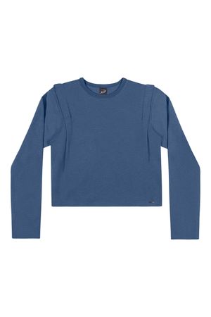 Blusa Juvenil Menina em Moletinho Elian Beats Azul Escuro