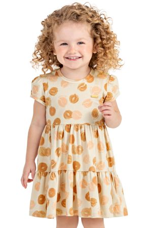 Vestido Infantil Menina Estampado Colorittá Bege