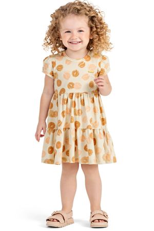 Vestido Infantil Menina Estampado Colorittá Bege