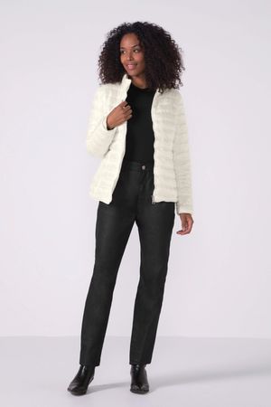 Jaqueta Feminina Tafetá Puffer Marialícia Bege