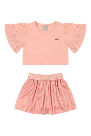 Conjunto Infantil Menina Saia Brilhante Colorittá Rosa