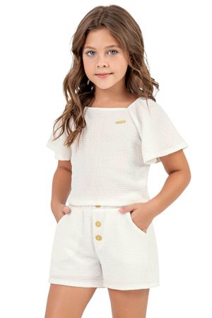 Conjunto Infantil Menina com Saia Colorittá Bege