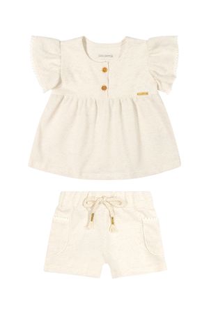 Conjunto Bebê Menina Linho Colorittá Bege